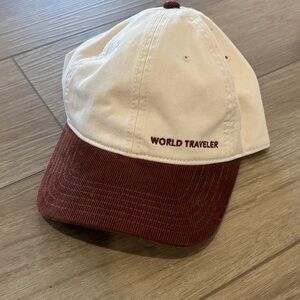 Offline by Aerie World Traveler Cream & Brown Hat with Corduroy Brim –